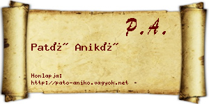 Pató Anikó névjegykártya